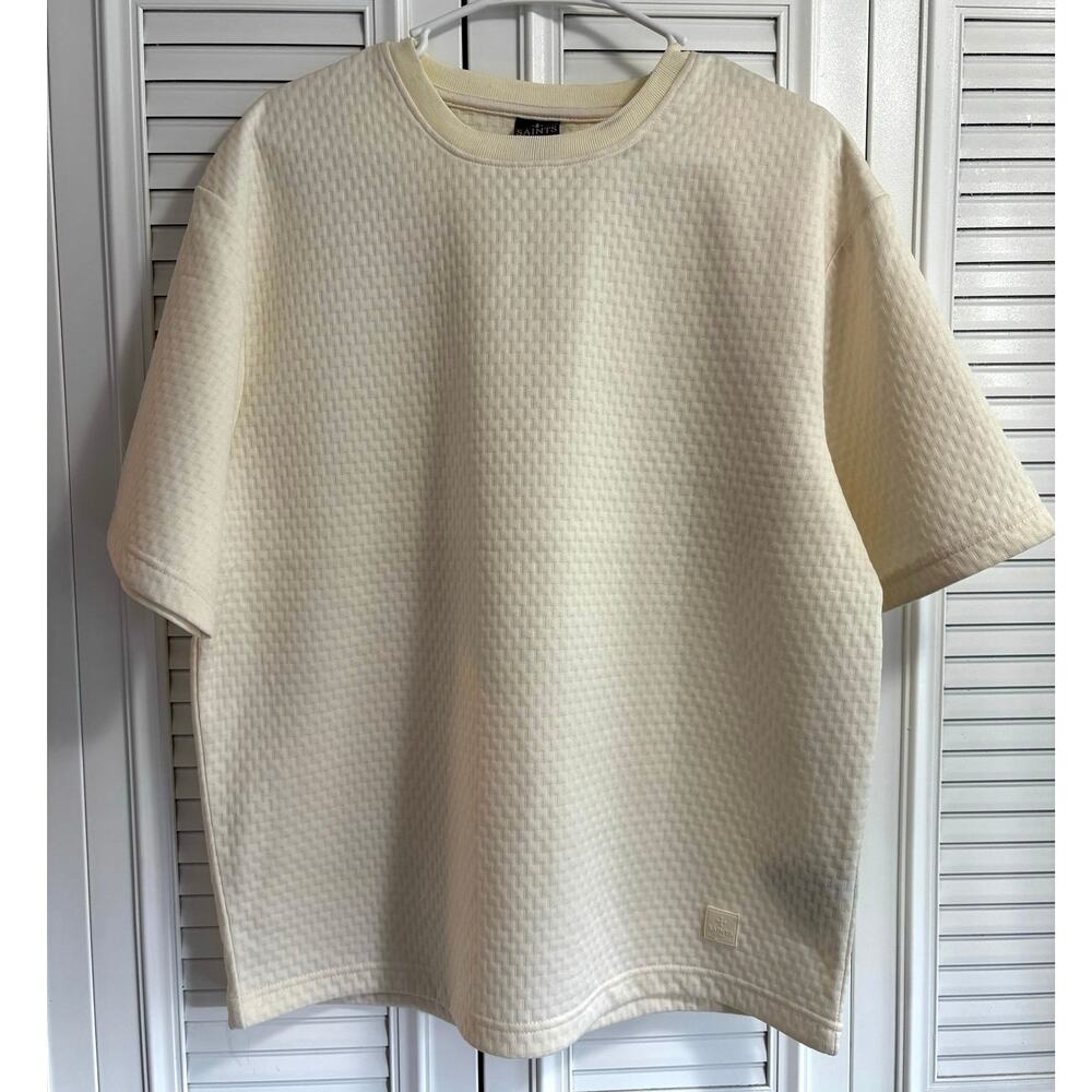 SAINTS STUDIO Men's M Oversized Textured Honeycomb Shirt in Cream
